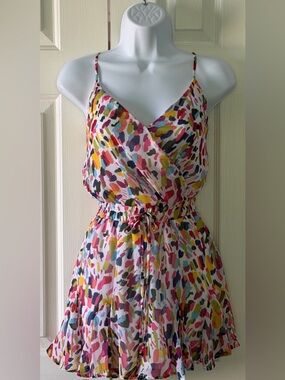 Row A Multicolor Print Romper Size Small NWT Adjustable Straps Fully Lined
